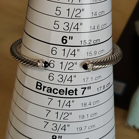 David Yurman 5mm Classic Cable Bracelet With Black Onyx and Diamond - Picture 7 of 7